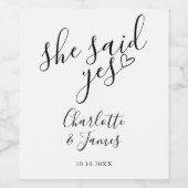 Sie sagte Yes Engagement Party Liebe Herz Weinetikett (Einzelnes Label)