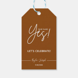 Sie sagte Yes Engagement Party Rust Geschenkmarke Geschenkanhänger