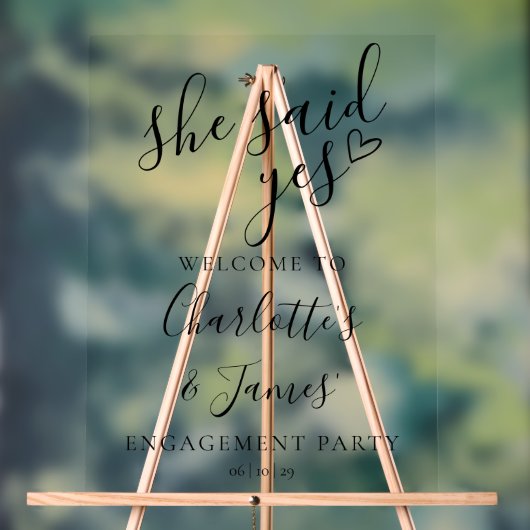 Sie sagte "Yes Engagement Party Willkommen Acrylschild (Neutral)