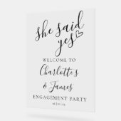 Sie sagte "Yes Engagement Party Willkommen Acrylschild (Winkel)