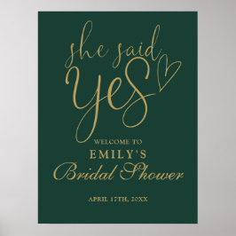 Sie sagte Yes Green Gold Brautparty Willkommensunt Poster