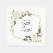 Sie sagte Yes Greenery Geometric Brautparty Serviette (Vorderseite)