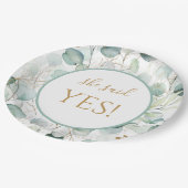 Sie sagte Yes Paper Teller Eucalyptus Brautparty (Schrägansicht)