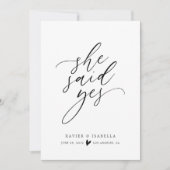 Sie sagte Yes Simple Script Verlobung Ankündigung (Vorderseite)