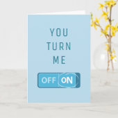 Sie schalten mich auf Blue Button Valentine Day Ma Karte (Gelbe Blume)