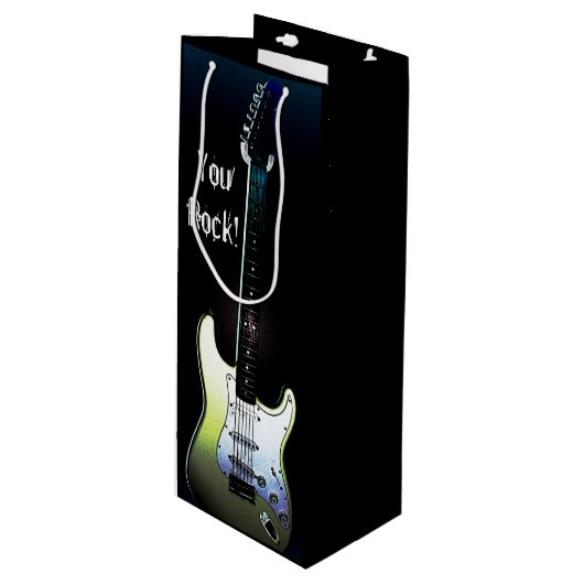 Sie schaukeln! , E-Gitarren-Wein-Geschenk-Tasche Geschenktüte Für Weinflaschen (Vorderseite Schrägansicht)