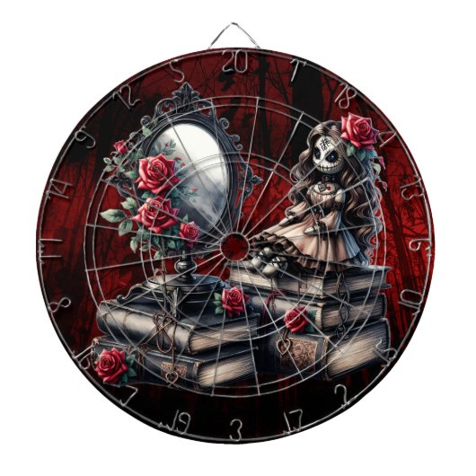 Sie schaut zu dartscheibe (vorne)