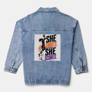 Sie schießt, sie punktet Frauenbasketball Jeansjacke