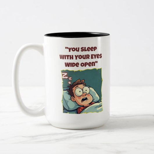 Sie schlafen mit den Augen Open Funny Coffee Tasse (Links)