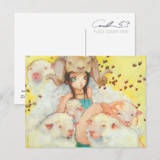 Sie schlägt Postkarten vor (Vorne/Hinten)