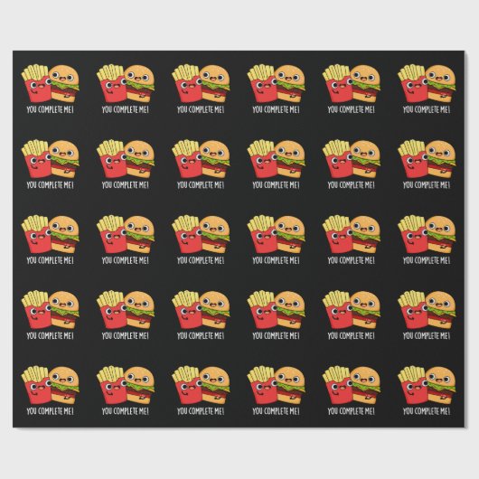 Sie schließen mich Funny Burger Fries Pun Dark BG Geschenkpapier (Flach)