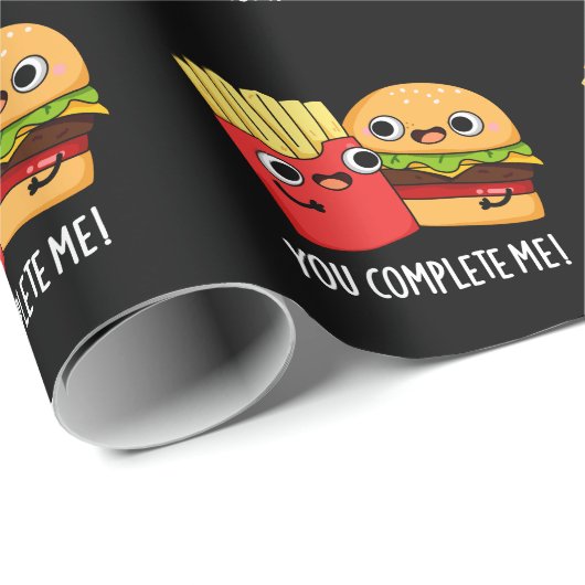 Sie schließen mich Funny Burger Fries Pun Dark BG Geschenkpapier (Rolleneckpunkt)