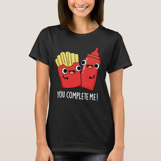 Sie schließen mich Funny Fries Ketchup Pun Dark BG T-Shirt (Vorderseite)