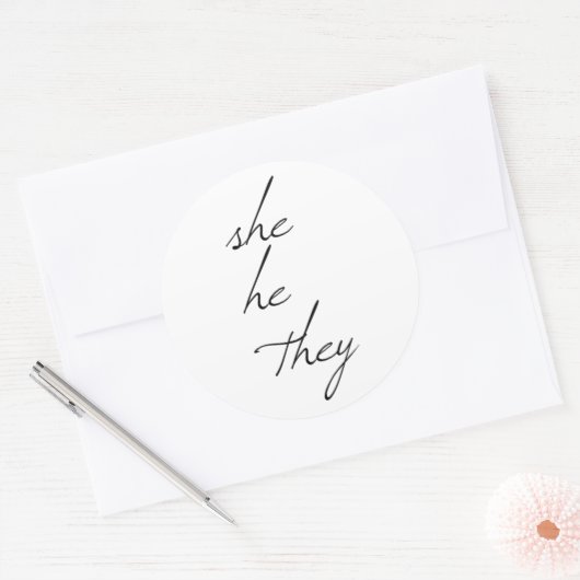 sie schrieben Schriftart Runder Aufkleber (Umschlag)