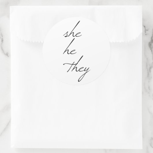 sie schrieben Schriftart Runder Aufkleber (Tasche)