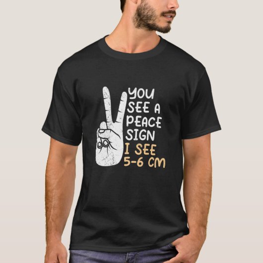 Sie sehen ein Friedenszeichen Ich sehe 5 6 cm Heba T-Shirt (Vorderseite)