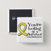 Sie sehen einen Krebsüberlebnis für Kinder Button (Vorne & Hinten)
