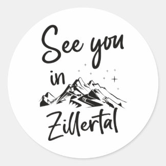 Sie sehen in Zillertal Tirol Österreich Ferienski Runder Aufkleber