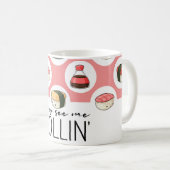 Sie sehen Me Rollin' Kawaii Fun Sushi Rolls & Dots Kaffeetasse (VorderseiteRechts)