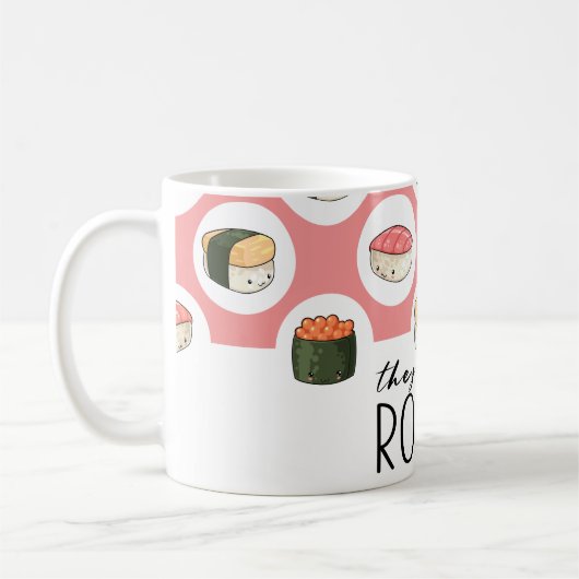 Sie sehen Me Rollin' Kawaii Fun Sushi Rolls & Dots Kaffeetasse (Links)