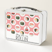 Sie sehen Me Rollin' Kawaii Fun Sushi Rolls & Dots Metall Brotdose (Vorderseite)