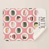 Sie sehen Me Rollin' Kawaii Fun Sushi Rolls & Dots Sherpadecke (Vorderseite (Horizontal))