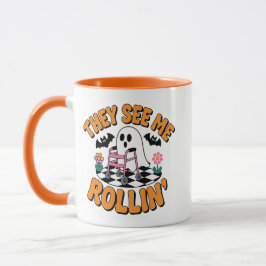 Sie sehen mich rollen Funny Ghost Walker Zitat Tasse