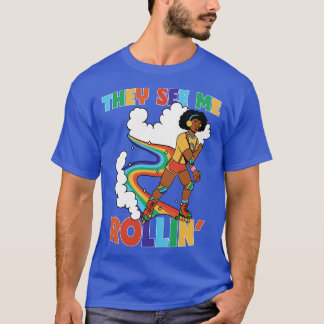 Sie sehen mich Rollin Funny Retro Rainbow Rollerbl T-Shirt