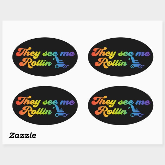 Sie sehen mich Rollin" - Rollstuhl Ovaler Aufkleber (Blatt)