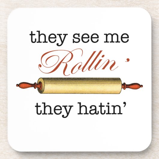 Sie sehen mich Rollin' - Vintager Funny Baker Untersetzer (Vorderseite)