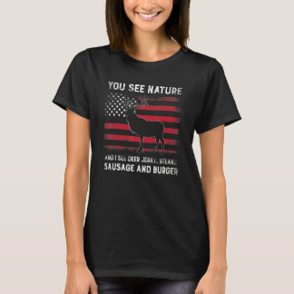 Sie sehen Naturhirschjagd Vintage-USA-Flagge T-Shirt