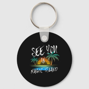 Sie sehen sich auf Magic Island Retro Vintage Oahu Schlüsselanhänger