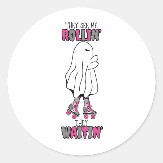 Sie sehen, wie ich den rosa Retroghost ausschalte Runder Aufkleber (Vorderseite)