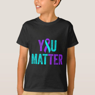 Sie Selbstmordprävention Türkis Lila Bewusstsein R T-Shirt