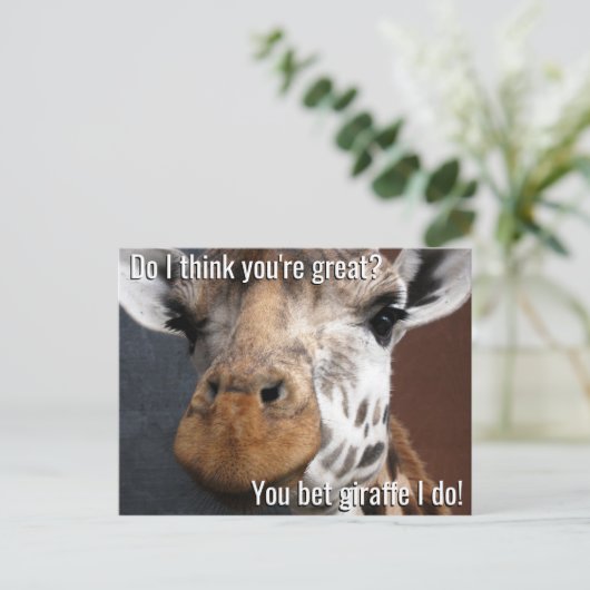 Sie setzen Giraffe-Ermutigung Postkarte (Stehend Vorderseite)