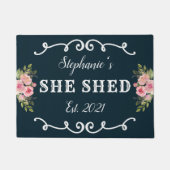 Sie Shed Blumenjahr Etablierte Niedliche Navy Blue Fußmatte (Vorderseite)