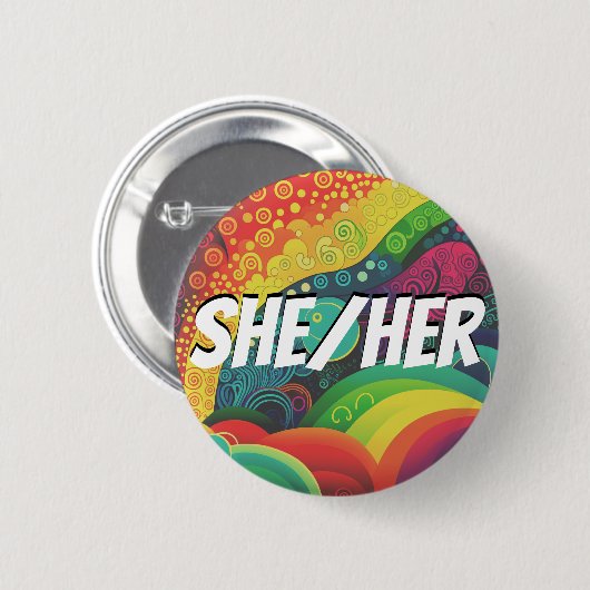 Sie/sie, er/Ihm, Rainbow Pronouns, individuell zug Button (Vorne & Hinten)