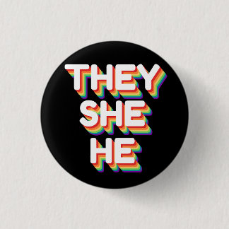 Sie/sie/Er Pronouns Rainbow 3D Retro Button