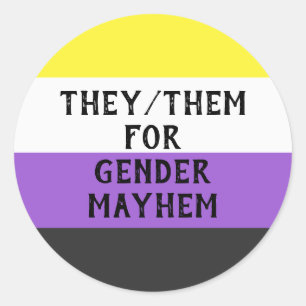 Sie/sie für Gender Mayhem Sticker (Enby-Fahne)