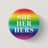 Sie, sie, ihr Geschlecht Pronouns Regenbogen lgbtq Button (Vorderseite)