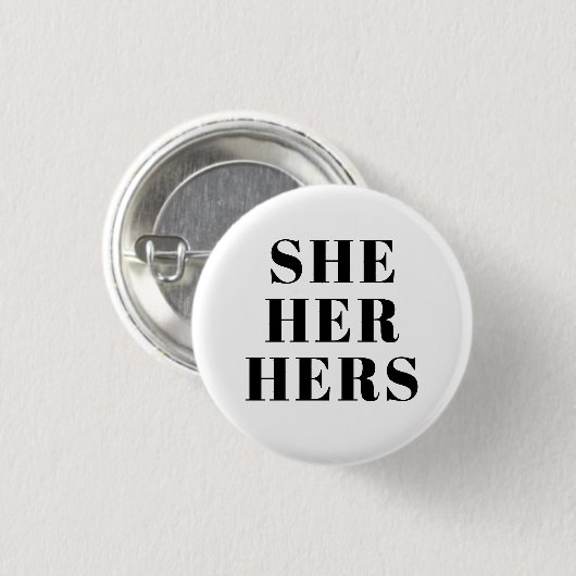 Sie, sie, ihr Geschlecht Pronouns Schwarz-weiß mod Button (Vorne & Hinten)