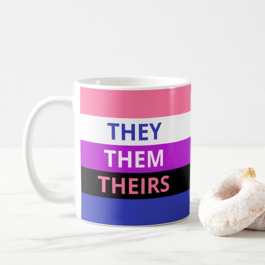 Sie/sie/ihr Pronomina Genderfluid Klassiker-Tasse Kaffeetasse (Mit Donut)