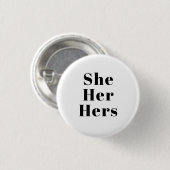 Sie, sie, ihr Schwarz-weißes Geschlecht Pronouns L Button (Vorne & Hinten)
