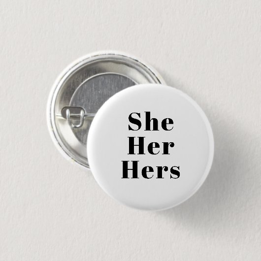 Sie, sie, ihr Schwarz-weißes Geschlecht Pronouns L Button (Vorne & Hinten)
