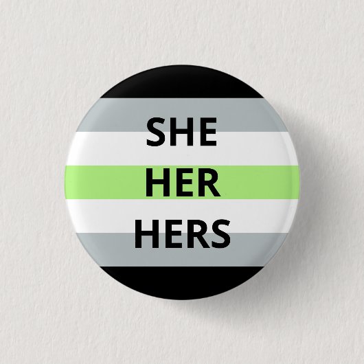 Sie/sie/ihre Pronomina Agender Abzeichen Button (Vorderseite)