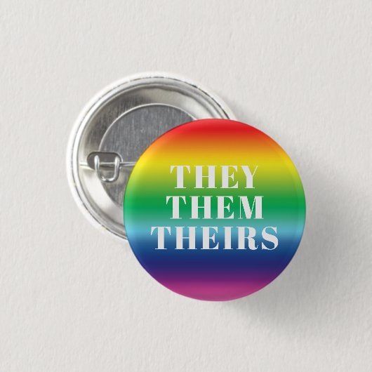 Sie, sie, ihre Pronos Lgbtq Pride Regenbogen Button (Vorne & Hinten)