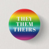 Sie, sie, ihre Pronos Lgbtq Pride Regenbogen Button (Vorderseite)