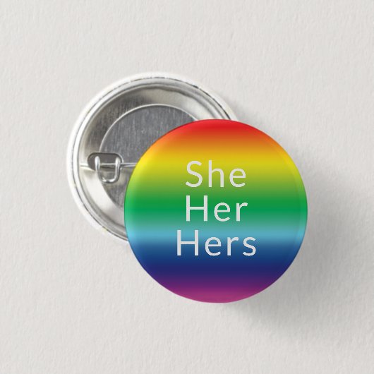 Sie, sie, ihre Pronouns Lgbtq Lgbt Pride Rainbow Button (Vorne & Hinten)