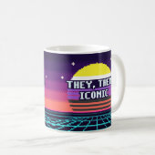 Sie, Sie, Ikonische nichtbinäre Pride-Pixel-Tasse Kaffeetasse (VorderseiteRechts)