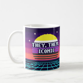 Sie, Sie, Ikonischer nichtbinärer Pride Pixel Bech Kaffeetasse